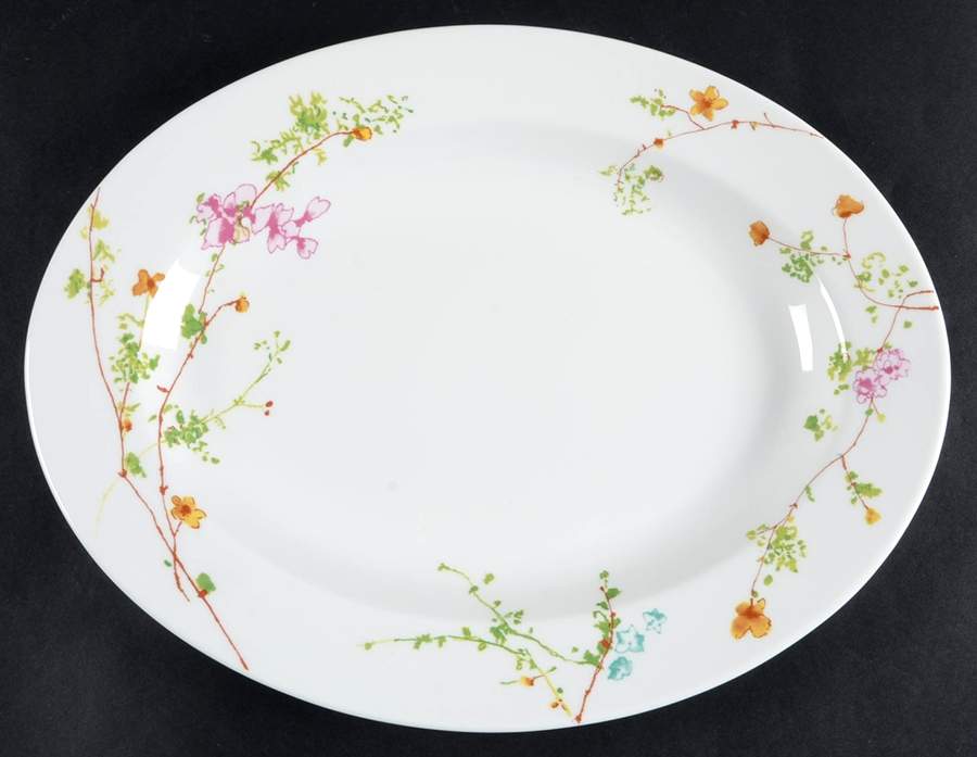 Sketch Floral 14" Oval Serving Platter by Mikasa-1