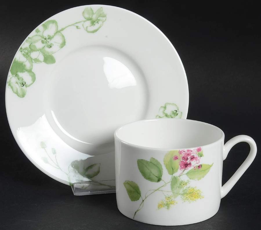 Sketch Blossom Flat Cup & Saucer Set by Mikasa-1