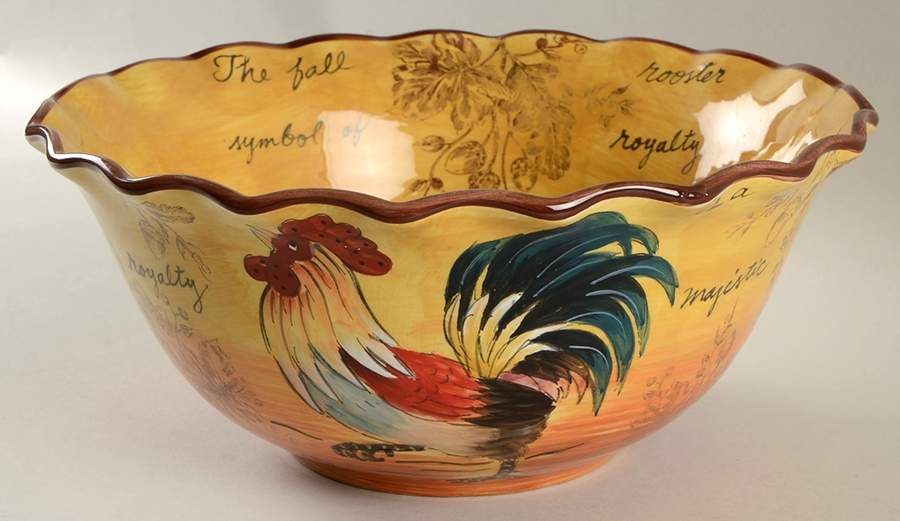 Strolling Rooster 12" Round Serving Bowl by Maxcera Corp-1