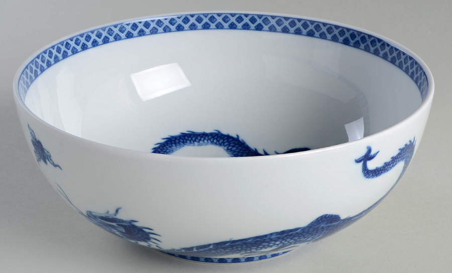 Blue Dragon (Blue Trim) 8" Round Vegetable Bowl by Mottahedeh-1