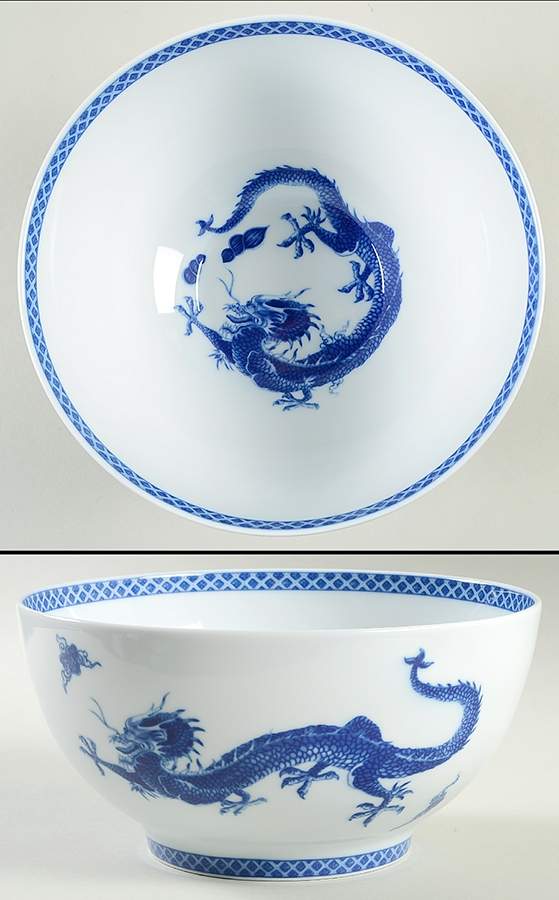 Blue Dragon (Blue Trim) 9" Round Vegetable Bowl by Mottahedeh-1