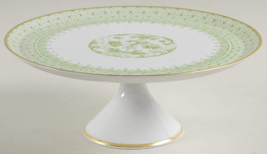 Green Apple Lace 6" Diameter Pedestal Cake Stand by Mottahedeh-1