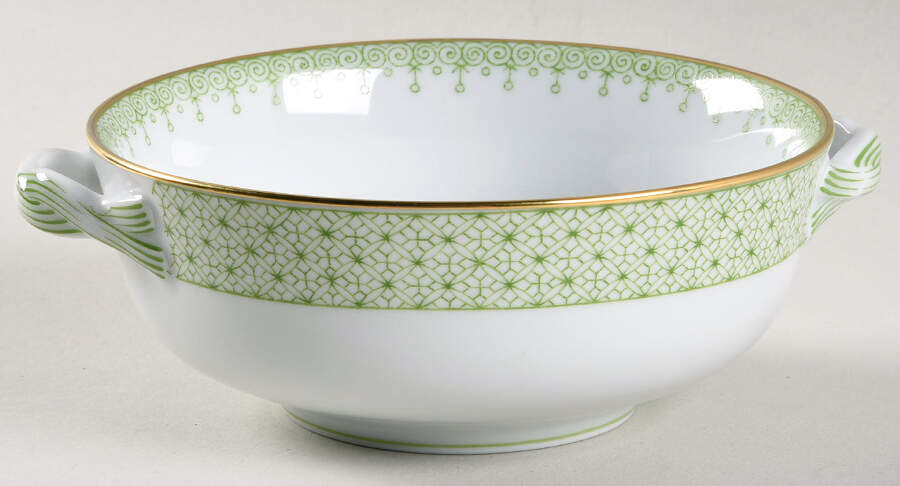 Green Apple Lace Flat Cream Soup Bowl by Mottahedeh-1