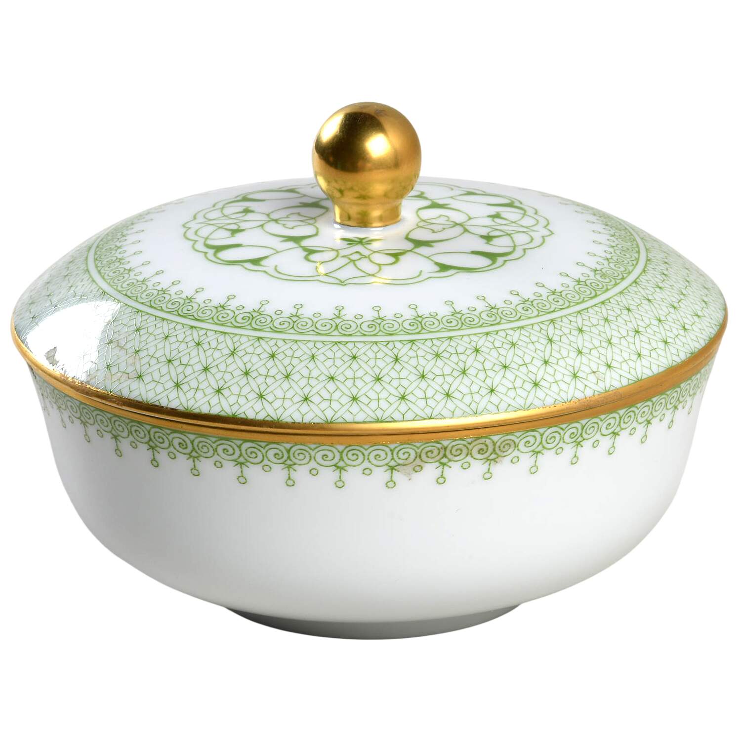 Green Apple Lace Sugar Bowl & Lid by Mottahedeh-1