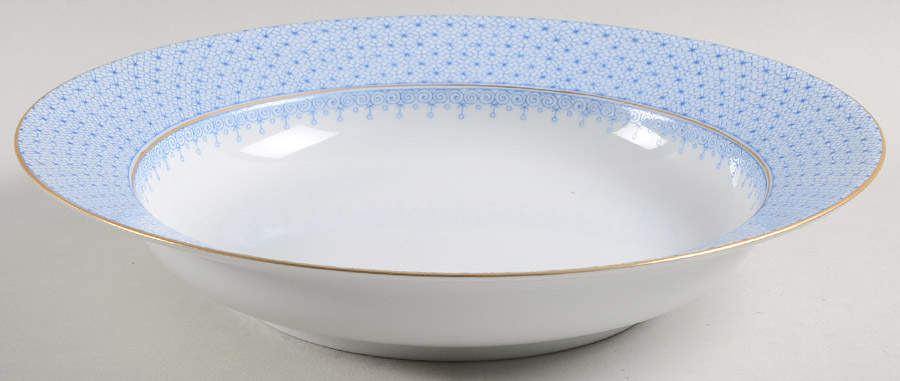 Cornflower Blue Lace Large Rim Soup Bowl by Mottahedeh-1