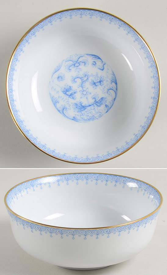 Cornflower Blue Lace Fruit/Dessert (Sauce) Bowl by Mottahedeh-1