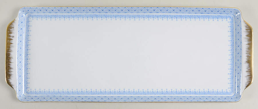 Cornflower Blue Lace 15" Sandwich Tray by Mottahedeh-1
