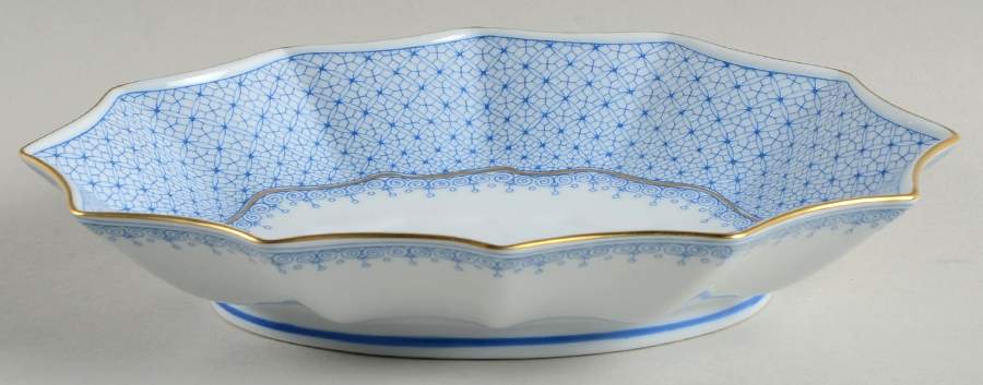 Cornflower Blue Lace Small Oval Fluted Dish by Mottahedeh-1