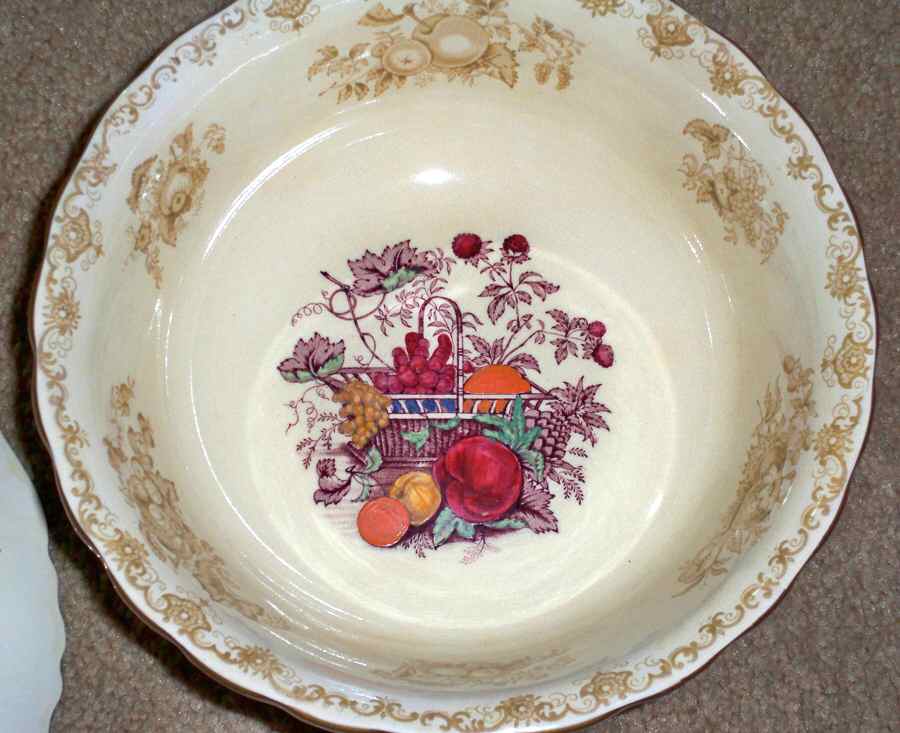 Fruit Basket Multicolor (Gold Trim) Coupe Cereal Bowl by Mason's-1