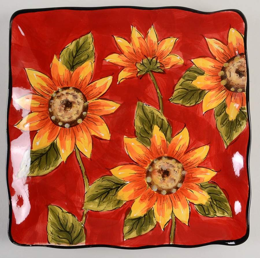 Provence Sunflower Square Dinner Plate by Maxcera Corp-1