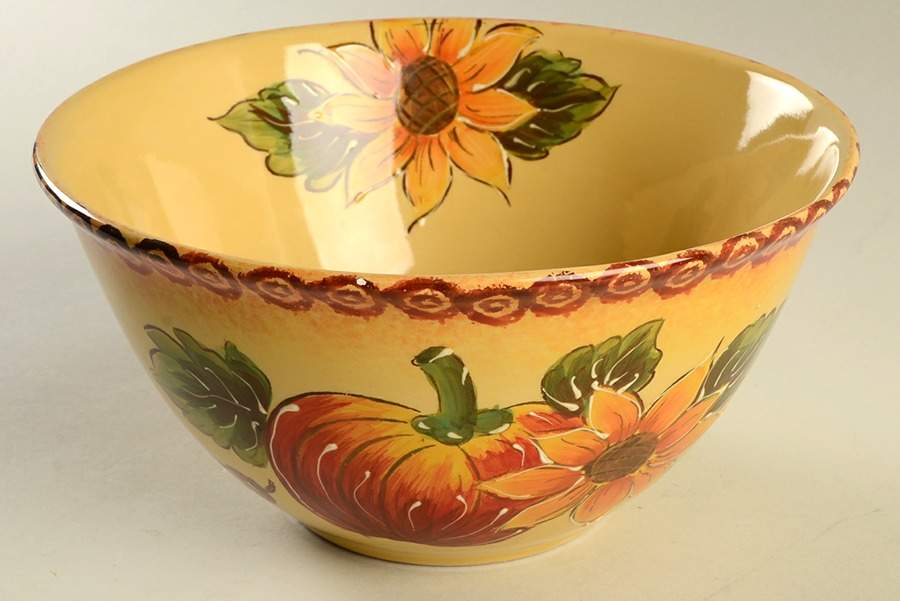 Pumpkin & Sunflower 8" Round Vegetable Bowl by Maxcera Corp-1
