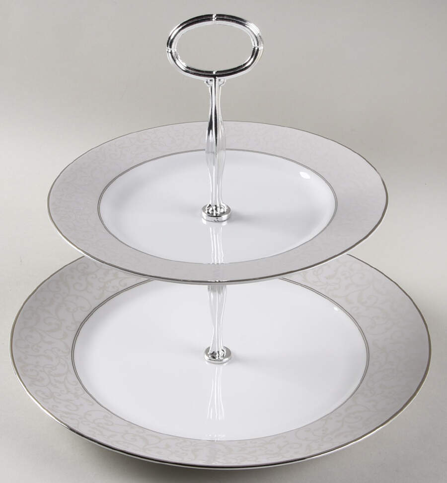 Parchment (China) 6 5/8"-10"  2 Tiered Serving Tray (Dp, Sp) HC by Mikasa-1