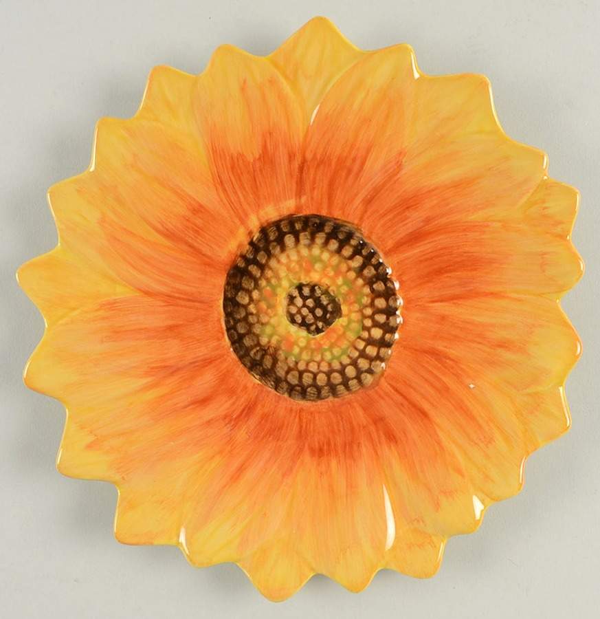 Village Rooster Sunflower Salad Plate by Maxcera Corp-1