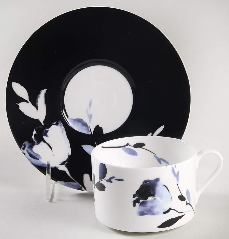 Midnight Bloom Flat Cup & Saucer Set by Mikasa-1