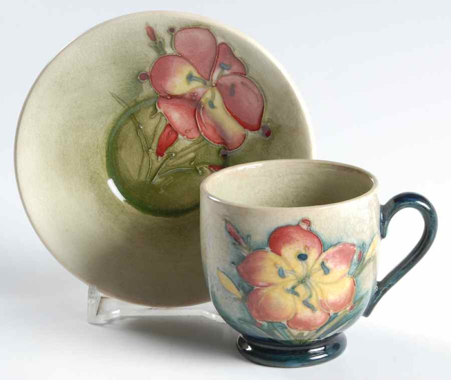 Freesia Footed Demitasse Cup & Saucer Set by Moorcroft-1
