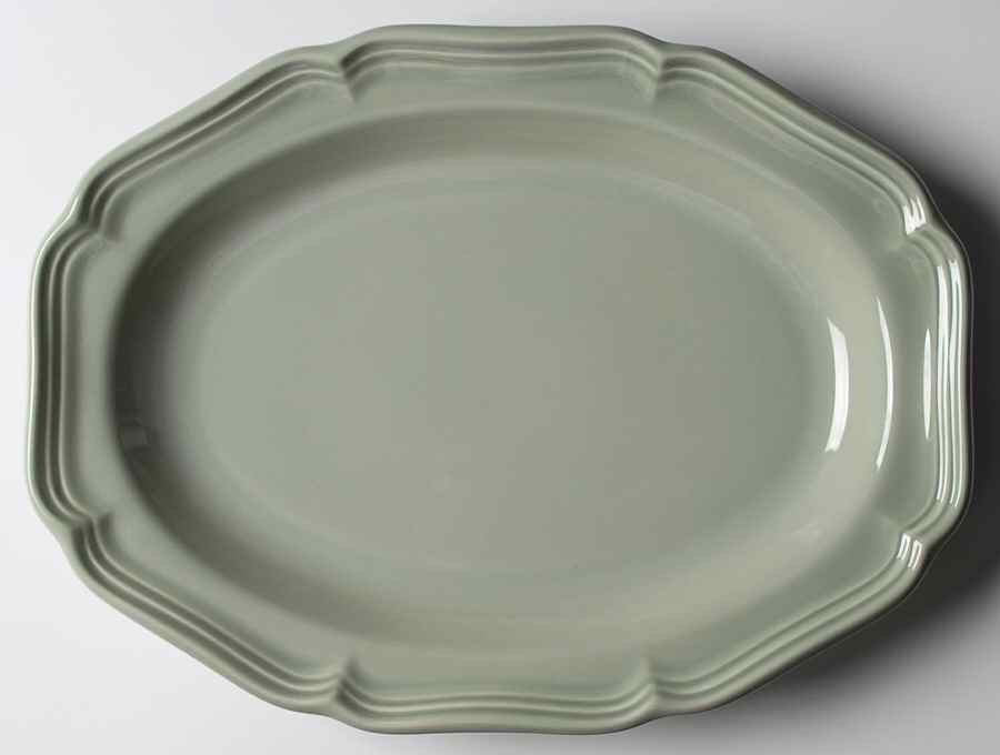 French Countryside Sage Green 14" Oval Serving Platter by Mikasa-1