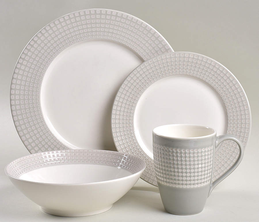 Crisscross Gray 4 Piece Place Setting by Mikasa-1