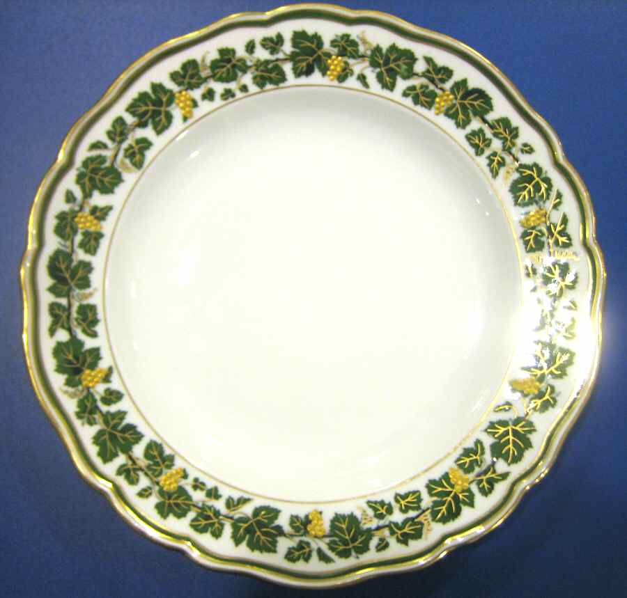 Full Green Vine (Gold Grapes) Rim Soup Bowl by Meissen (Germany)-1