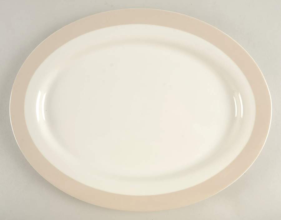 Classic Band Grey 16" Oval Serving Platter by Martha Stewart-1