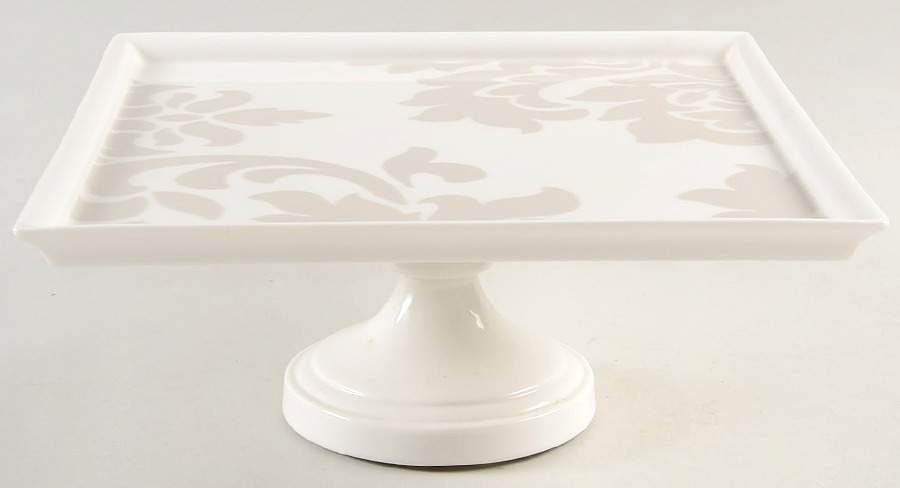 Lisbon Grey 10" Diameter Square Pedestal Cake Stand by Martha Stewart-1