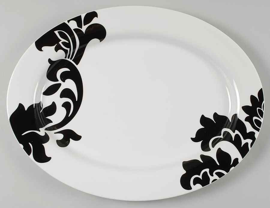 Lisbon Black 16" Oval Serving Platter by Martha Stewart-1