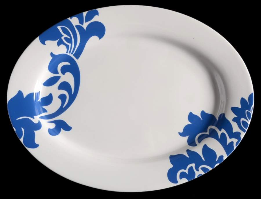 Lisbon Blue 17" Oval Serving Platter by Martha Stewart-1