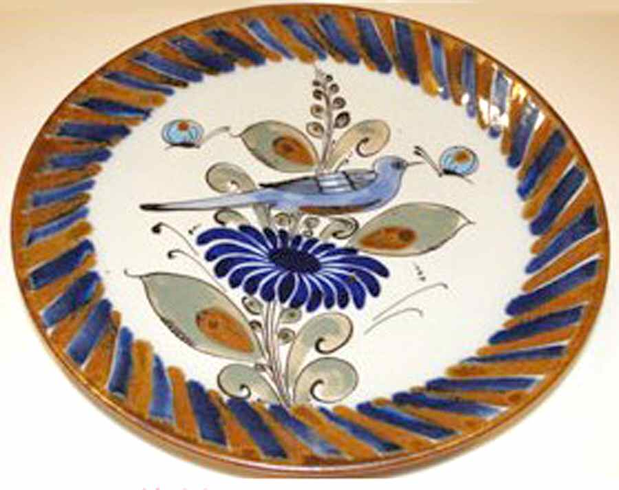 El Palomar Blue 13" Chop Plate (Round Platter) by Ken Edwards Pottery-1