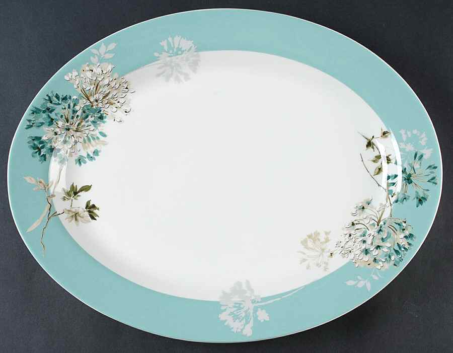 Silk Floral Teal 16" Oval Serving Platter by Mikasa-1