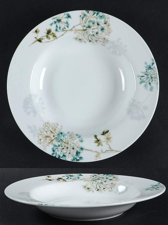 Silk Floral Teal Rim Soup Bowl by Mikasa-1