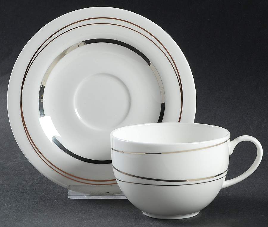 Silver Spheres Flat Cup & Saucer Set by Mikasa-1