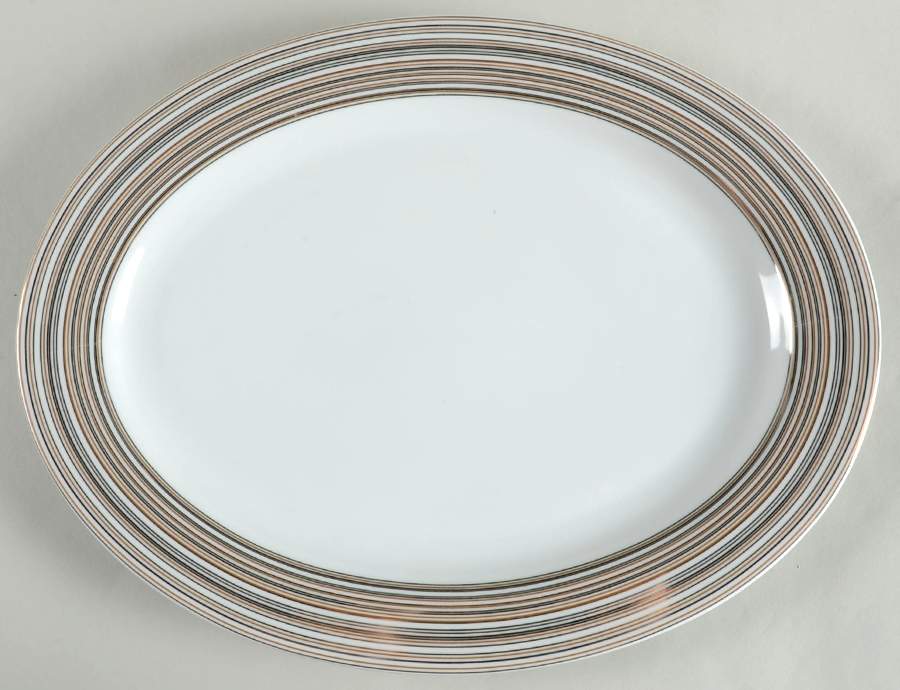 Microstripe 16" Oval Serving Platter by Mikasa-1