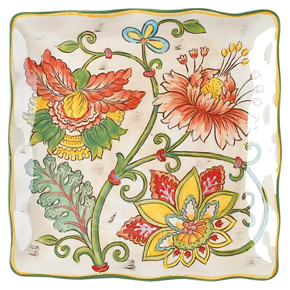 Vanilla Chintz Square Dinner Plate by Maxcera Corp-1