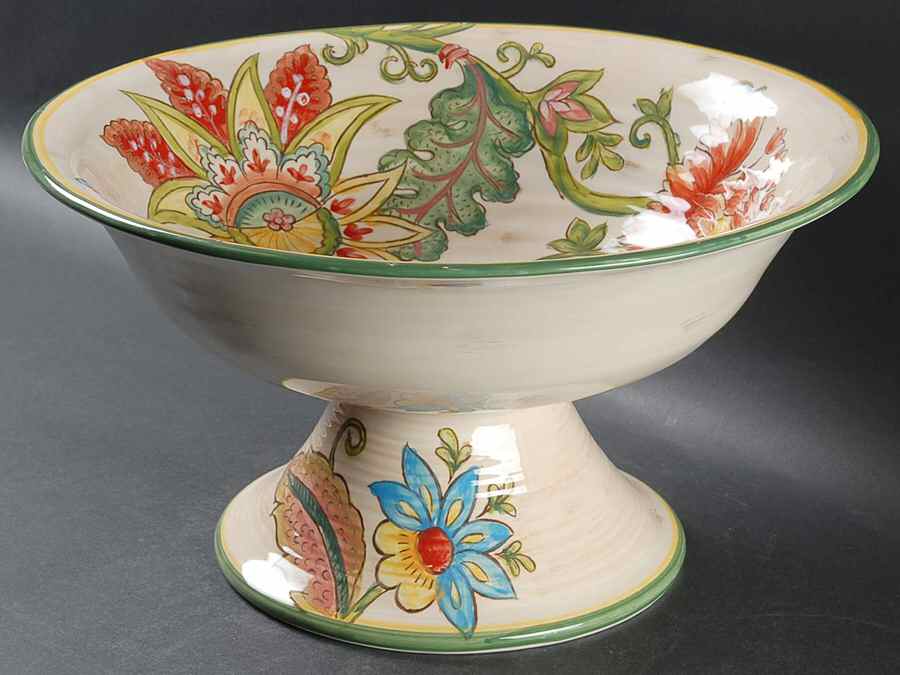 Vanilla Chintz Large Footed Fruit Bowl by Maxcera Corp-1