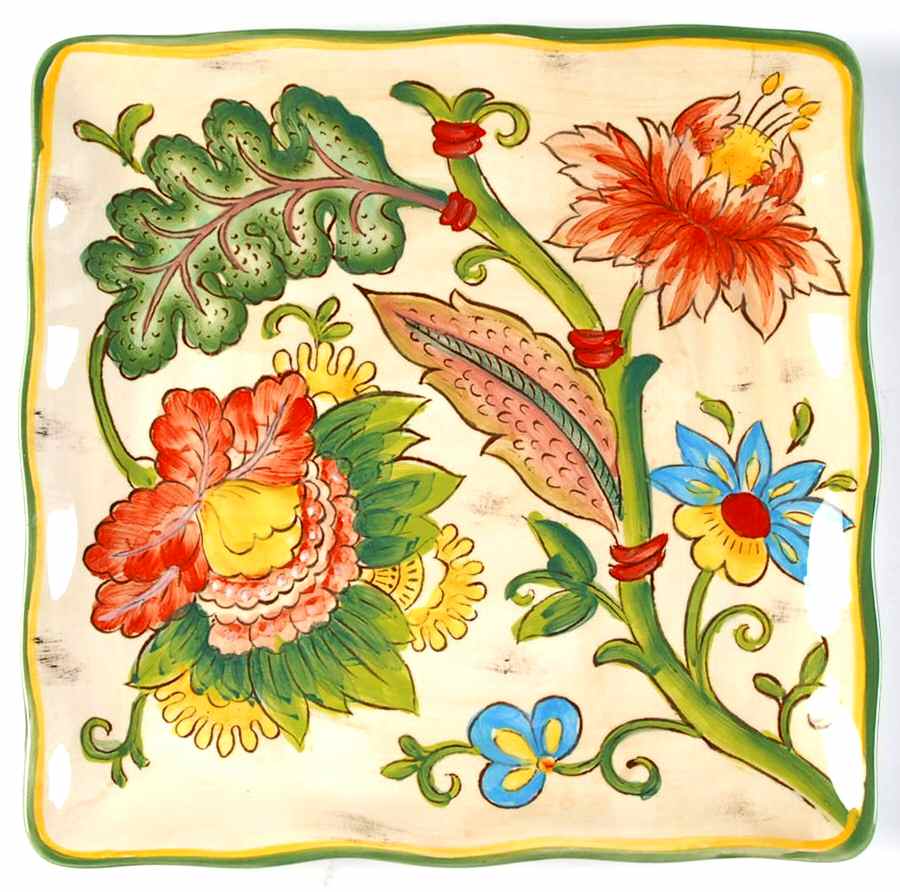 Vanilla Chintz Square Salad Plate by Maxcera Corp-1