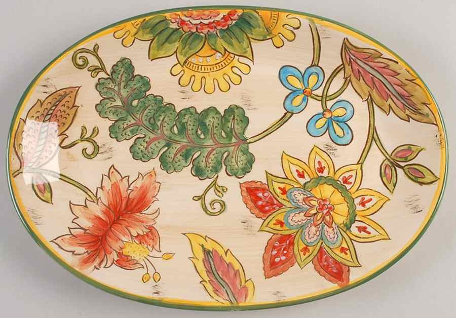 Vanilla Chintz 14" Oval Serving Platter by Maxcera Corp-1