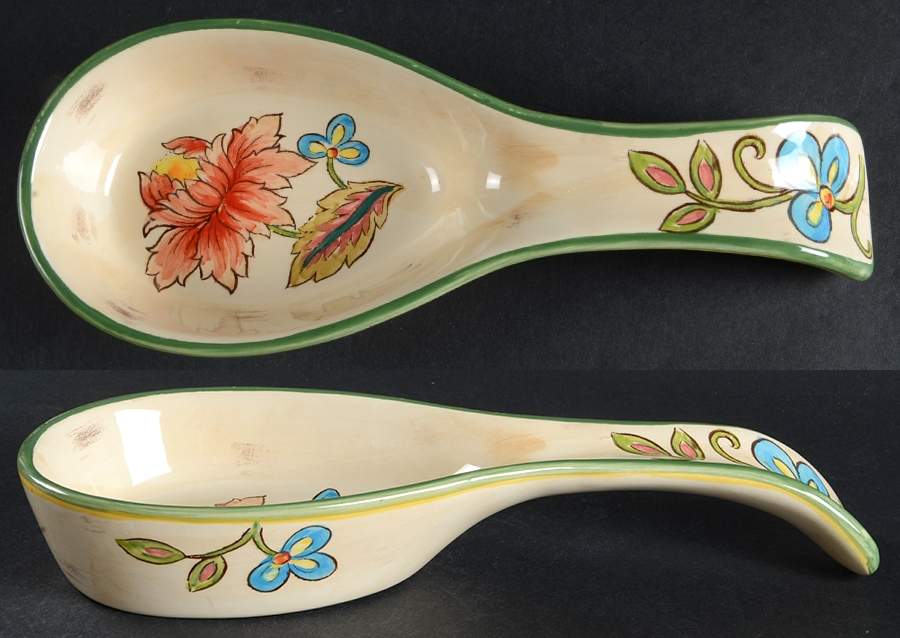 Vanilla Chintz Spoon Rest/Holder (Holds 1 Spoon) by Maxcera Corp-1
