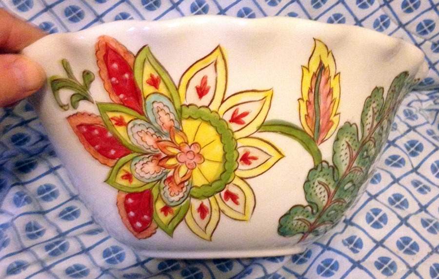 Vanilla Chintz 10" Ruffled Bowl by Maxcera Corp-1