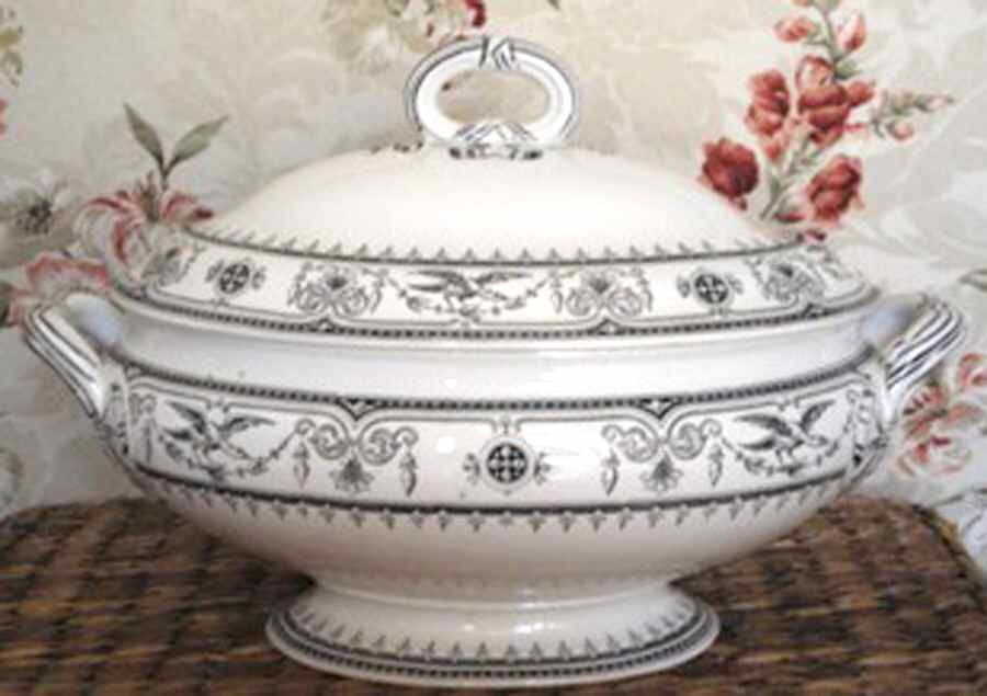 Berlin Bird Gray Tureen &  Lid by Minton-1