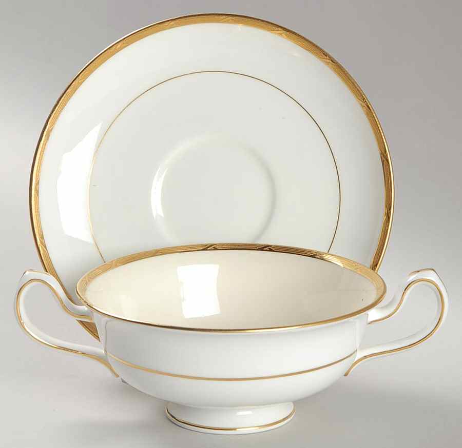 H2771CR Footed Cream Soup Bowl & Saucer Set by Minton-1