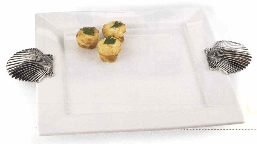 Classic Shell 14" Square Platter by Mud Pie-1