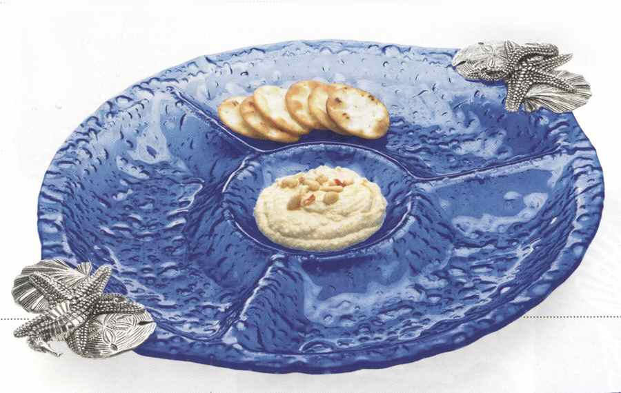 Classic Shell 4 Part Divided Round Glass Server by Mud Pie-1