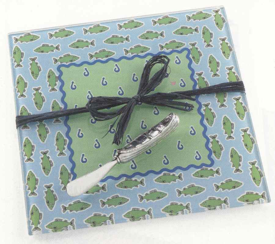 Lake House Glass Serving Board W/Metal Spreader by Mud Pie-1
