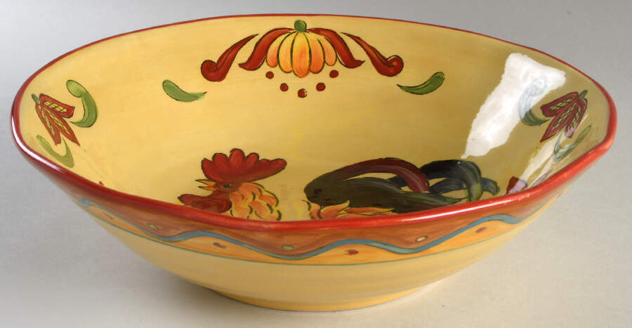 Talavera Provence Rooster 12" Round Serving Bowl by Maxcera Corp-1