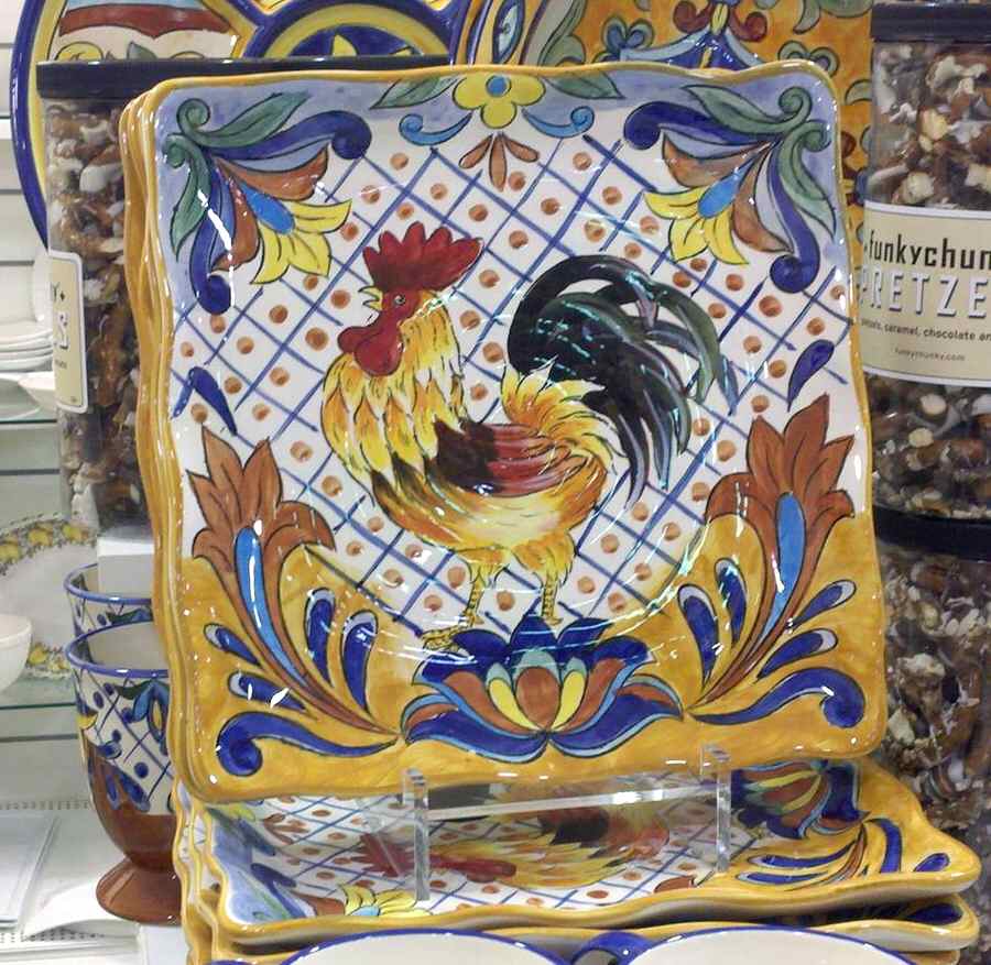 Terra Bella Rooster Square Dinner Plate by Maxcera Corp-1