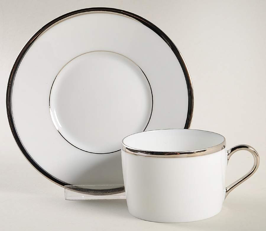 Filets Platina Flat Cup & Saucer Set by Michael C Fina-1