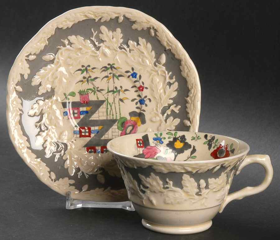 MASon's Oak Gray Floral Footed Cup & Saucer Set by Mason's-1