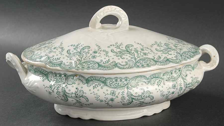 Seville Green (No Trim) Oval Covered Vegetable by John Maddock & Sons-1