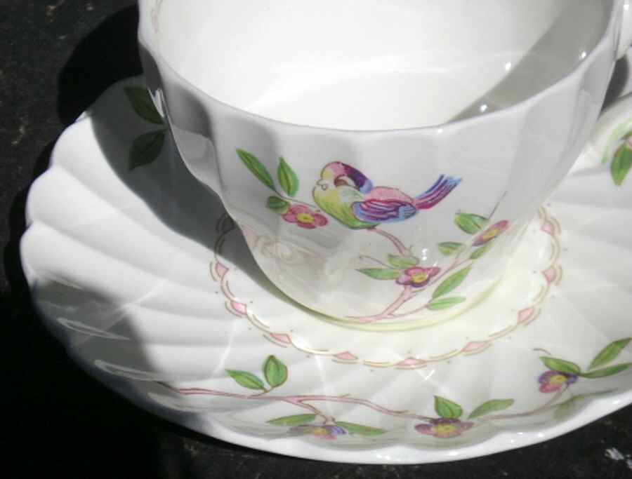 Melody (Bird) Flat Cup & Saucer Set by Myott Staffordshire-1