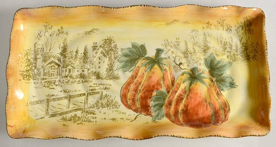 Pumpkin Fest (Yellow Body) 17" Rectangular Serving Platter by Maxcera Corp-1