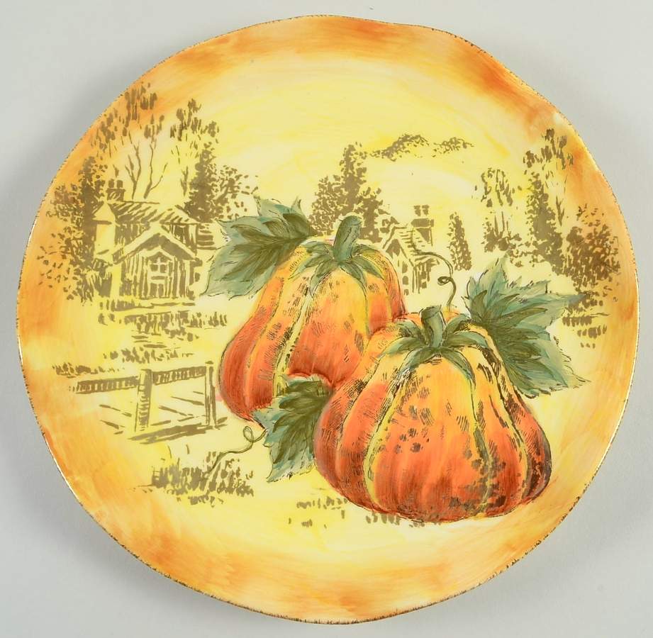 Pumpkin Fest (Yellow Body) Dinner Plate by Maxcera Corp-1